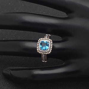 Coco Halo Engagement Ring Women Chocolate Blue Cz Ginger Lyne - 10
