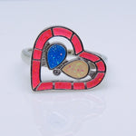 Load image into Gallery viewer, Heart Statement Ring Created Opal Multi Colored Ring Women Ginger Lyne - 10
