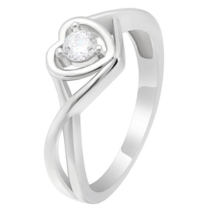 Christine Promise Ring Heart Engagement Women Silver Cz Ginger Lyne - July Red,10