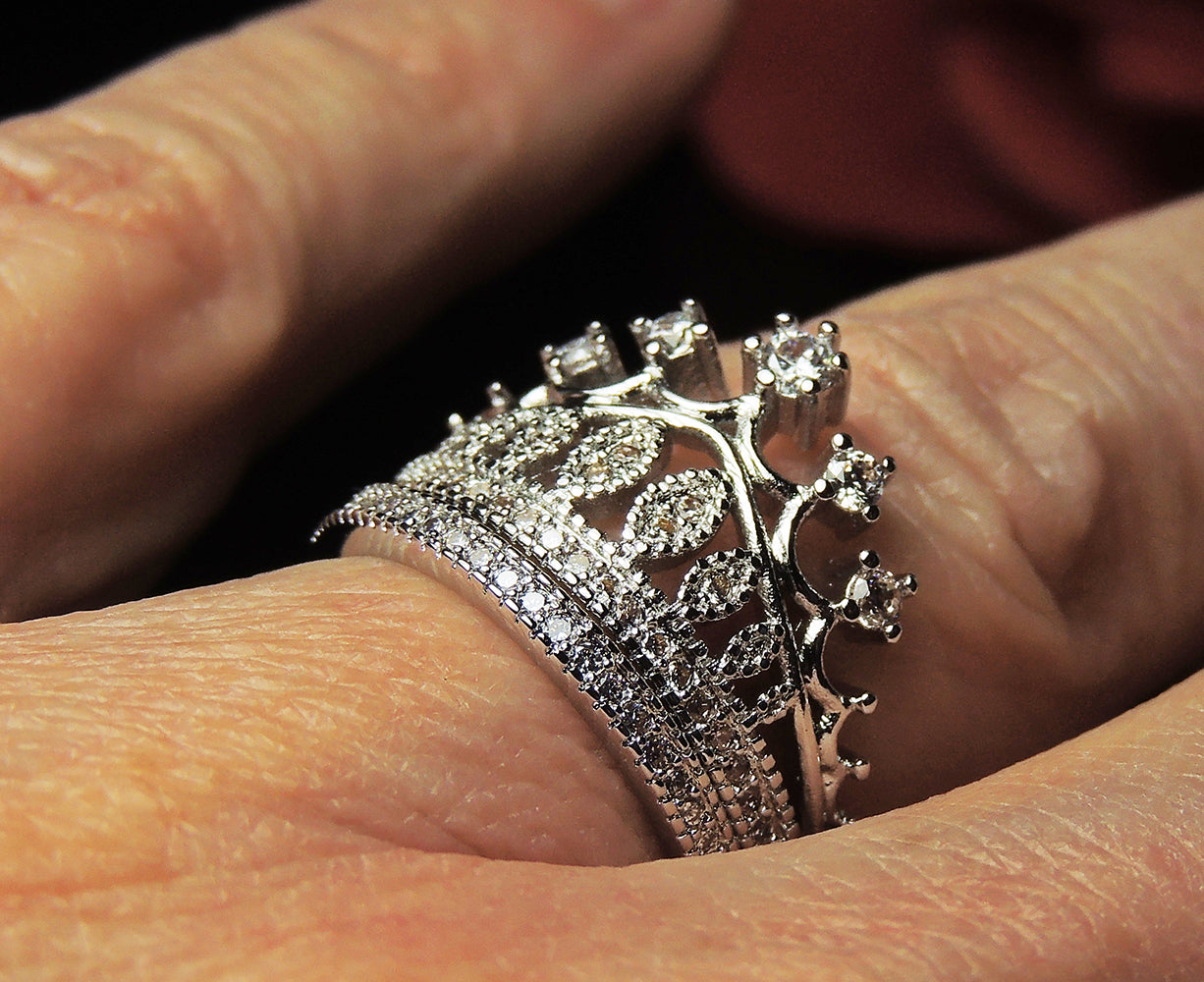 Lillett Crown Bridal Set Engagement Ring Band Plated Women Ginger Lyne - 10