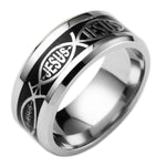 Load image into Gallery viewer, Jesus Black Wedding Band Ring Stainless Steel Mens Womens Ginger Lyne - 14
