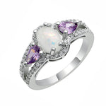Load image into Gallery viewer, Chelsey Ring White Oval Shape Fire Opal Purple Cz Womens Ginger Lyne - White,6

