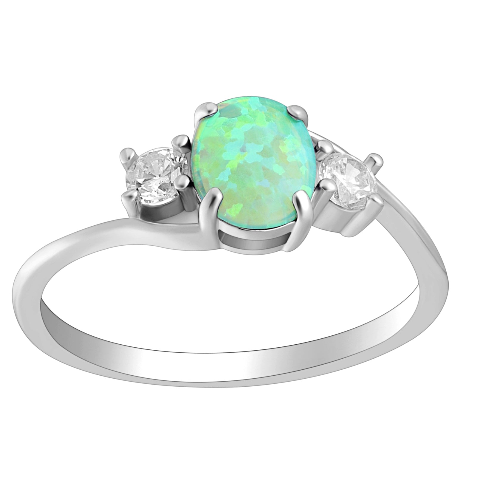 Addy Green Oval Opal Ring Sterling Silver Women Engagement Ginger Lyne - Green,5