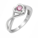 Load image into Gallery viewer, Christine Promise Ring Heart Engagement Women Silver Cz Ginger Lyne - October Pink,8
