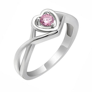 Christine Promise Ring Heart Engagement Women Silver Cz Ginger Lyne - October Pink,8