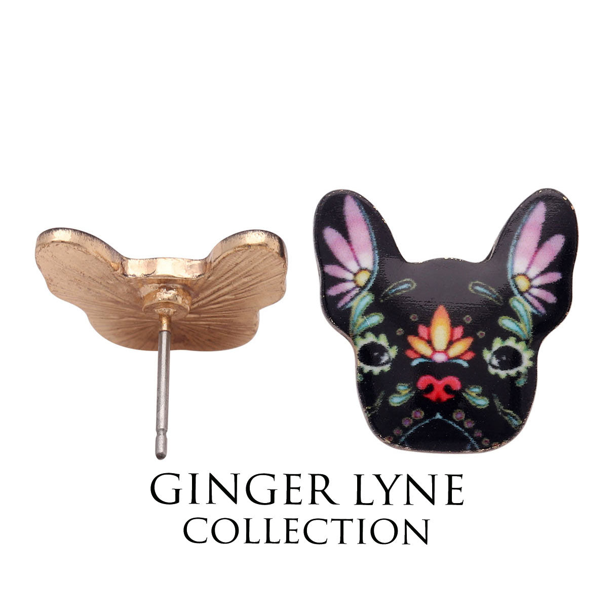 French Bulldog Boston Terrier Stud Earrings Enamel Colorful From the Ginger Lyne Collection - Style 1