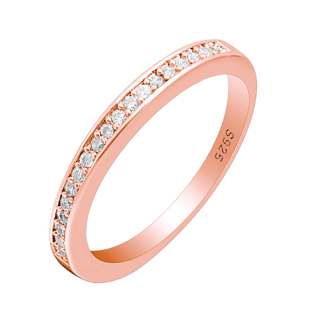 Victoria Anniversary Band Ring Rose Sterling Silver Cz Womens Ginger Lyne - Rose Gold/Silver,6