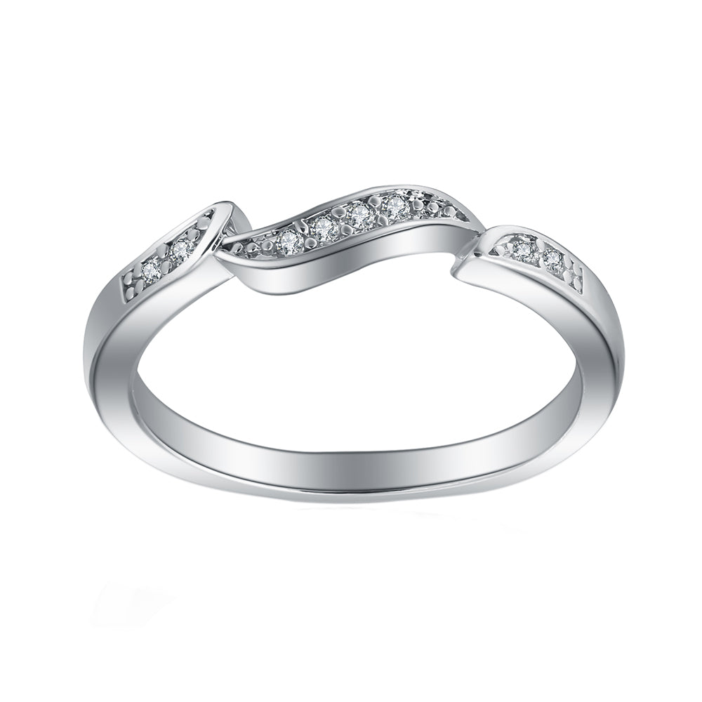 Calli Unique Anniversary Wedding Band Ring White Gold Plate Ginger Lyne - 7