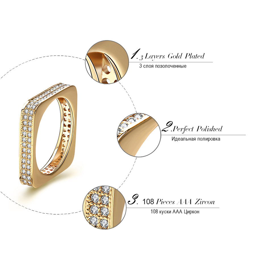 Square Eternity Wedding Band Ring for Women Cz Gold Plated Ginger Lyne Collection - 6