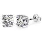 Load image into Gallery viewer, Round Cubic Zirconia Sterling Silver Stud Earrings Women Ginger Lyne - Clear
