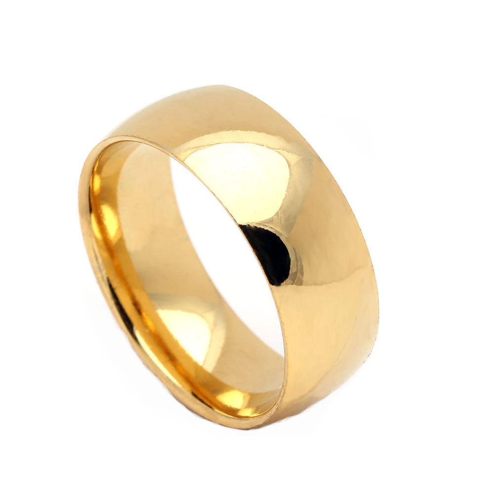 8mm Wedding Band Ring Mens or Womens Gold Stainless Steel Ginger Lyne - 10