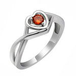 Load image into Gallery viewer, Christine Promise Ring Heart Engagement Women Silver Cz Ginger Lyne - January-Garnet Red,8
