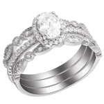 Load image into Gallery viewer, Porsha Bridal Set 3pc Ring Bands Sterling Silver Womens Ginger Lyne - Silver,9
