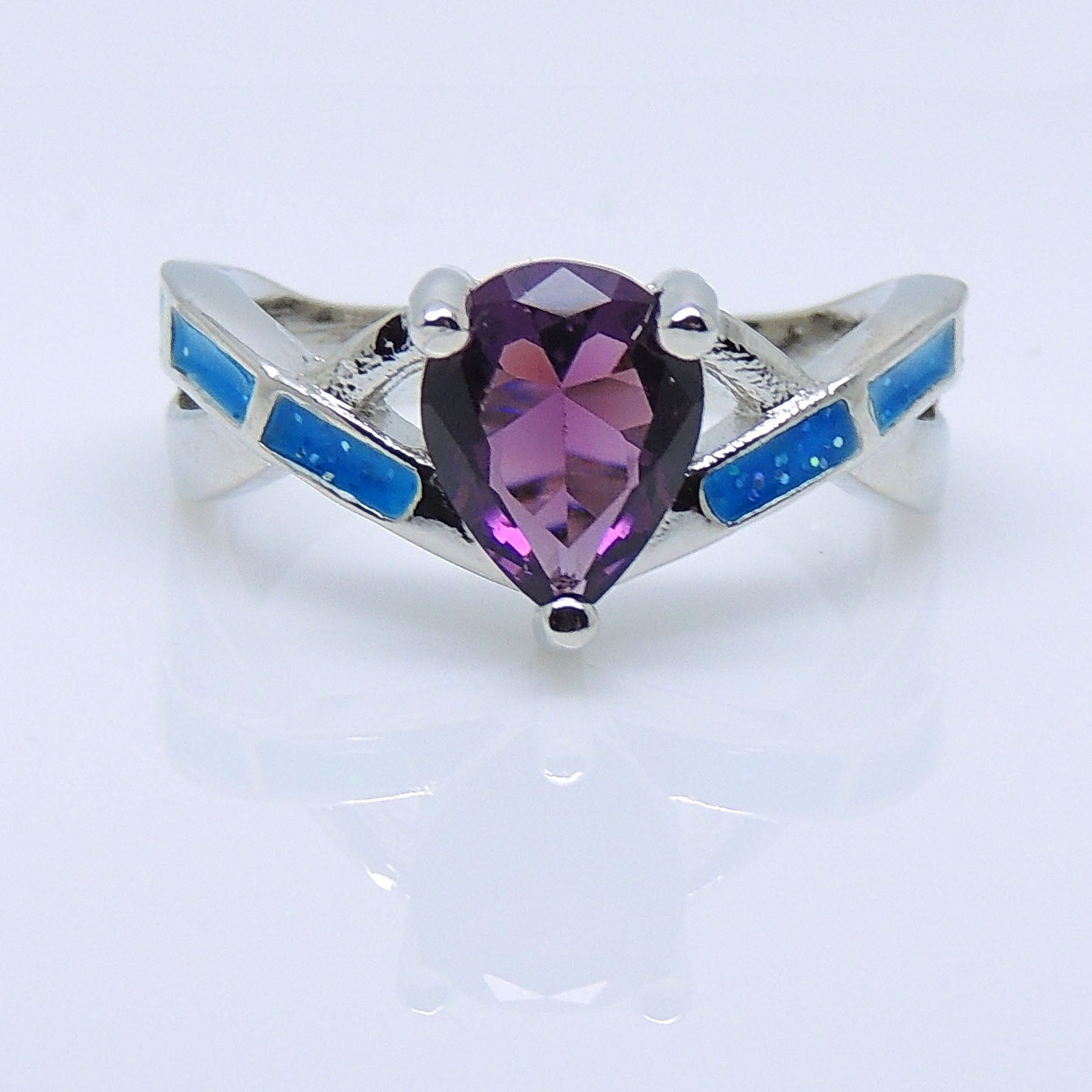 Bonnie Ring Purple Pear Blue Fire Opal Cubic Zirconia Women Ginger Lyne - 10