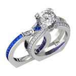 Load image into Gallery viewer, Skylar Bridal Set Band Inserts Engagement Ring Cz Womens Ginger Lyne - Blue/Clear,12
