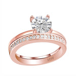 Load image into Gallery viewer, Envy Bridal Set Solitaire Silver 1.25Ct Engagement Womens Ginger Lyne - Rose Set,7
