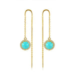 Load image into Gallery viewer, Chain Threader Dangle Earrings Gold Sterling Silver Women Ginger Lyne - Blue
