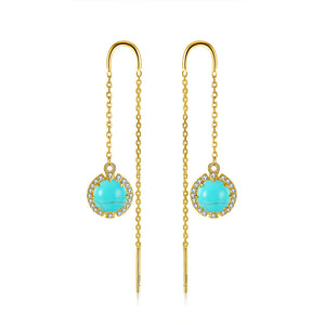 Chain Threader Dangle Earrings Gold Sterling Silver Women Ginger Lyne - Blue