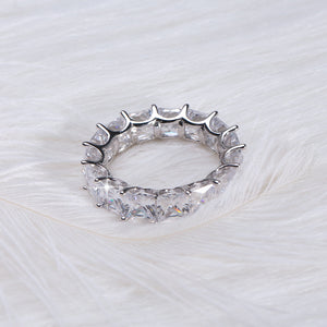 Eternity Wedding Band Ring Princess Cz Sterling Silver Women Ginger Lyne - Clear,5