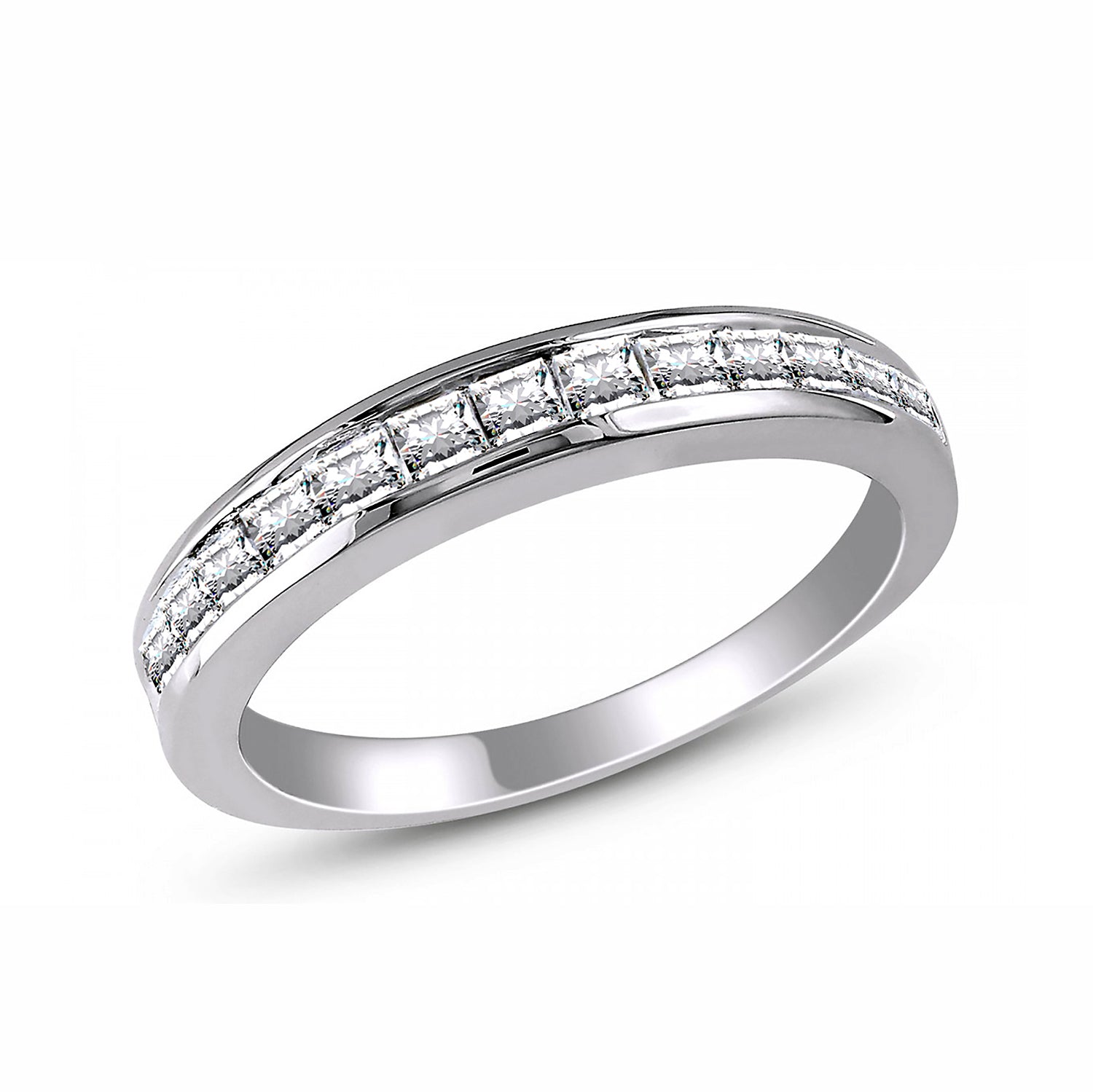 Georgia Anniversary Band Ring Cz Silver Princess Womens Ginger Lyne Collection - 12