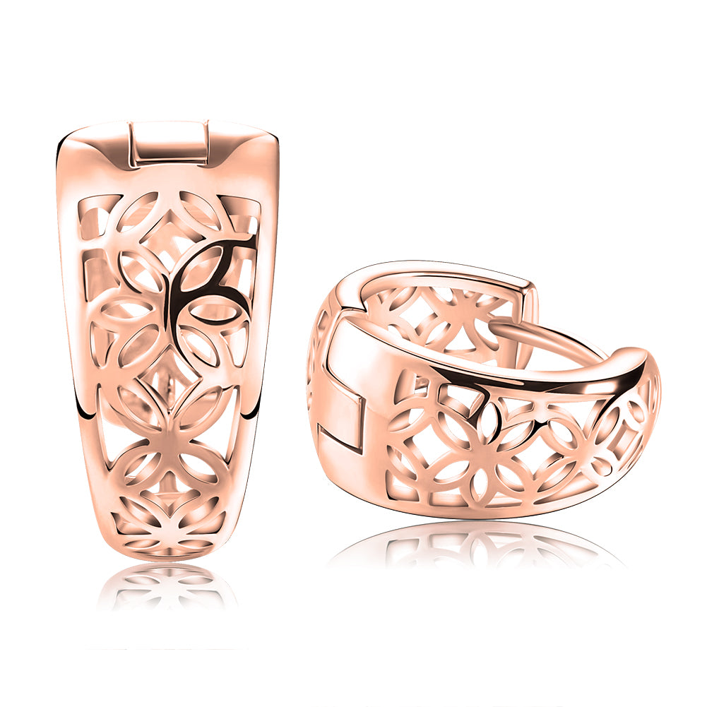 Filigree Wide Hoops Earrings Womens Rose Plated Ginger Lyne Collection - Rose Gold
