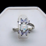 Load image into Gallery viewer, Zaire Statement Ring Created Fire Opal Clear CZ Womens Ginger Lyne - 10
