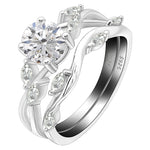 Load image into Gallery viewer, Yonte Bridal Set Sterling Silver 6mm Cz Ring Band Womens Ginger Lyne - 8
