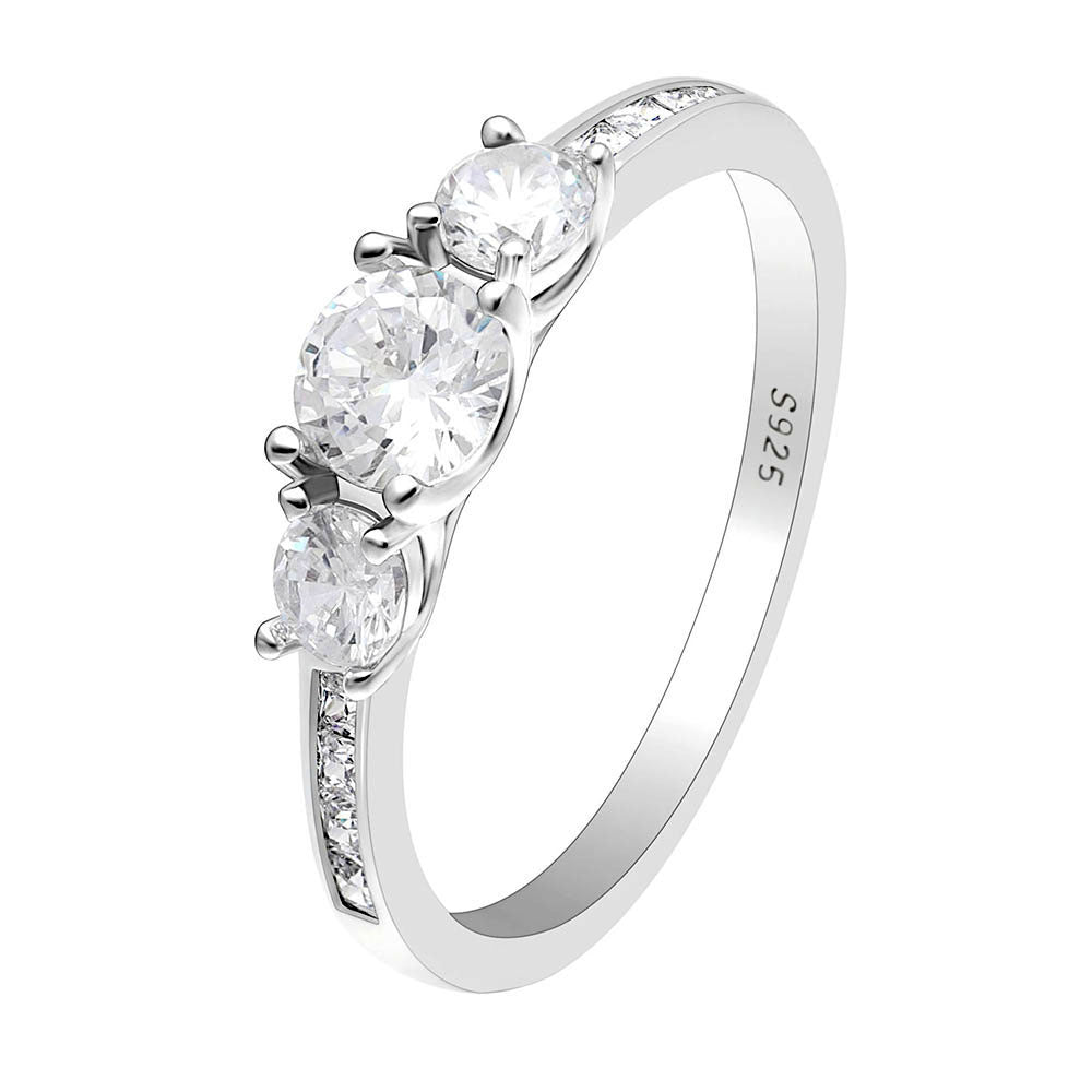 Anastasia Engagement Ring Sterling Silver 3 Stone Wedding Ginger Lyne - 6