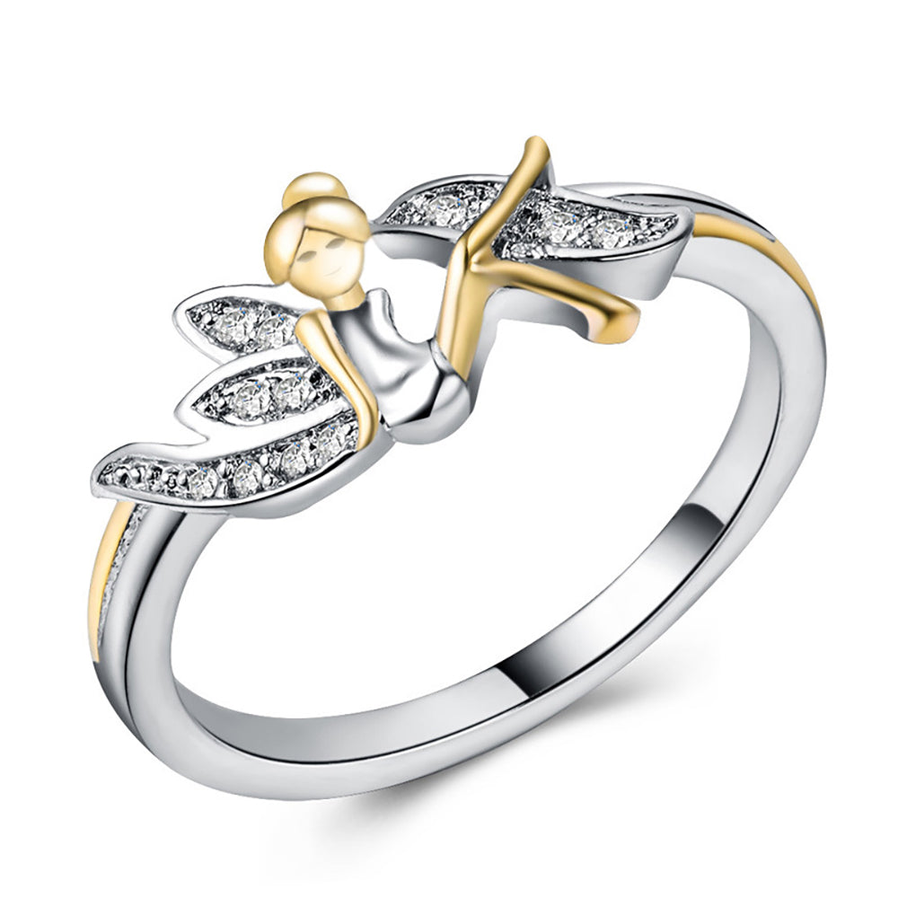 Fairy Wings Angel Ring Cz Gold Plated Girls Ginger Lyne Collection - 7
