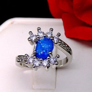 Montana Statement Ring Oval Shape Blue Fire Opal Cz Women Ginger Lyne - 10