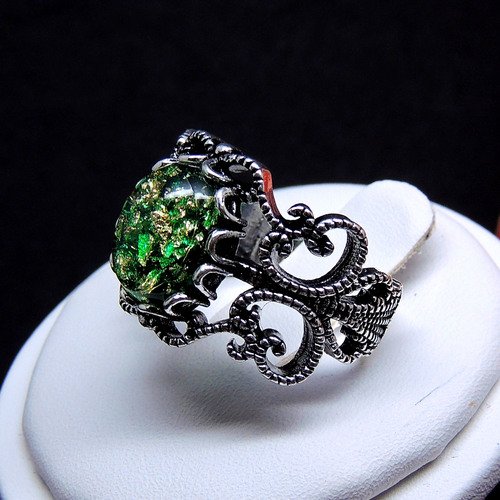 Filigree Green Fire Opal Statement Ring Women Ginger Lyne Collection - Green,6