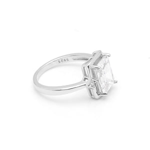 Candra Engagement Ring Women Sterling Silver Emerald Cut Ginger Lyne - 6