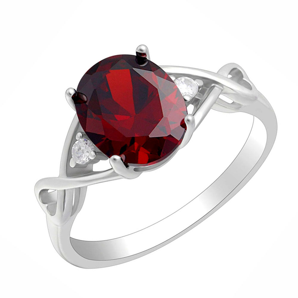 Engagement Birthstone Ring Sterling Silver Cubic Zirconia Womens Ginger Lyne - Red,11