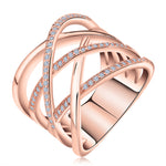 Load image into Gallery viewer, Infinity Ring Crisscross Pave Cz Rose Gold Plated Womens Ginger Lyne - Rose,6
