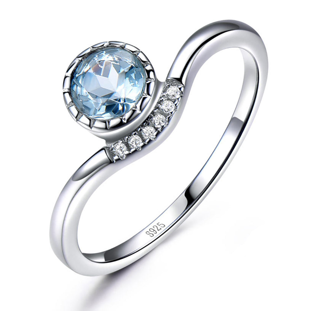 Engagement Ring for Women Blue Topaz Sterling Silver  Ginger Lyne Collection - 8