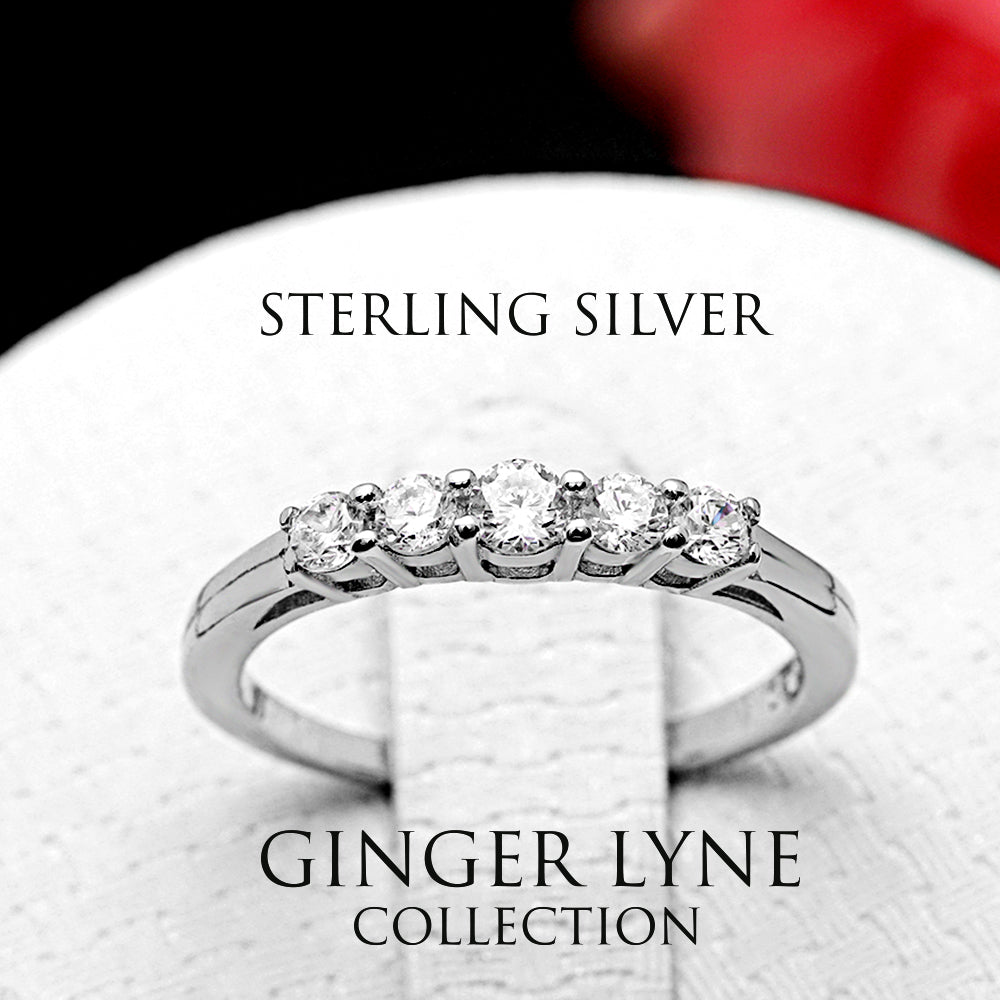 Le Sha Anniversary Band Ring Cz Sterling Silver Womens Ginger Lyne - 10
