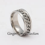 Load image into Gallery viewer, Spinner Wedding Band Ring Stainless Steel 8mm Men Womens Ginger Lyne - 10.5
