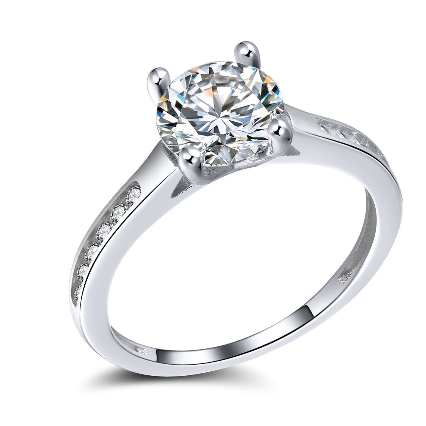 Victoria Engagement Ring Sterling Silver Solitaire Womens Ginger Lyne - Eng. Ring/Silver,4