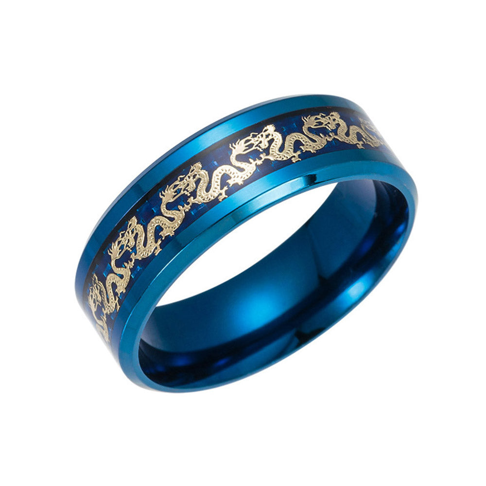 Dragon Blue Stainless Steel Mens Womens Wedding Band Ring Ginger Lyne - Blue,11