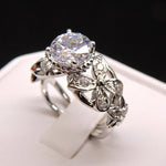 Load image into Gallery viewer, Deb Engagement Ring Cz Flower Wedding White Gold Plated Ginger Lyne - 10
