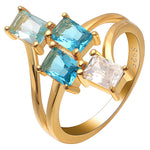 Load image into Gallery viewer, Tiana Statement Ring Blue Cz Gold Sterling Silver Womens Ginger Lyne Collection - Blue,7
