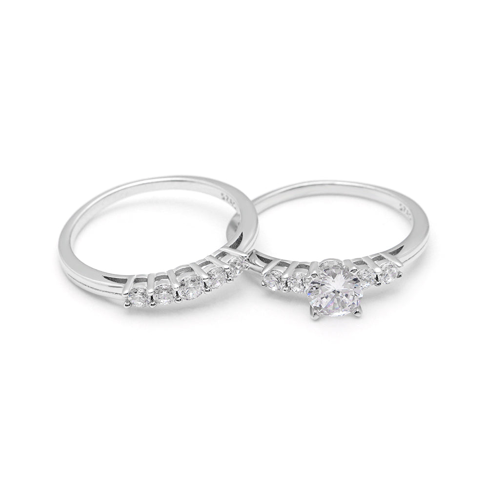 La Sha Bridal Set Sterling Silver Cz Engagement Ring Women Ginger Lyne - 10