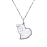 Load image into Gallery viewer, Cat Heart Pendant Necklace Natural Seashell CZ Sterling Silver Ginger Lyne - Silver

