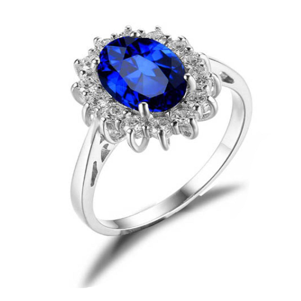 Kate Sterling Silver Cz Birthstone Engagement Ring Women Ginger Lyne - Blue,6