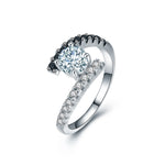 Load image into Gallery viewer, Kylie Engagement Ring Bridal Sterling Silver Black Cz Womens Ginger Lyne - 8
