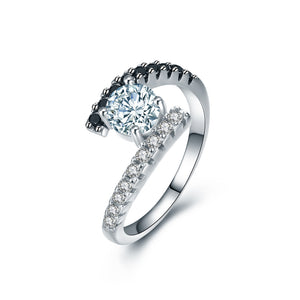 Kylie Engagement Ring Bridal Sterling Silver Black Cz Womens Ginger Lyne - 8