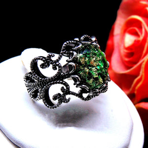Filigree Green Fire Opal Statement Ring Women Ginger Lyne Collection - Green,6