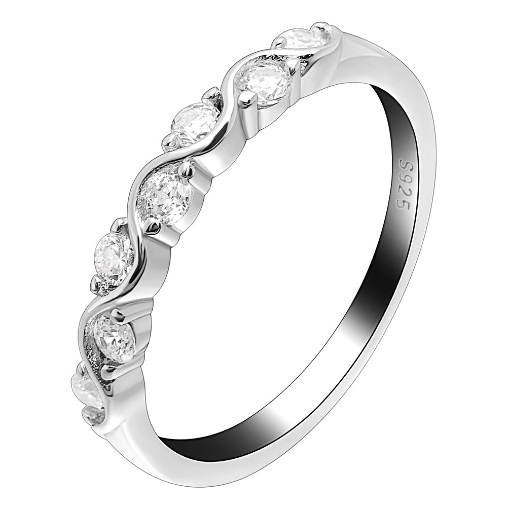 Zarina Anniversary Band Ring for Women Sterling Silver Cz Ginger Lyne Collection - 8