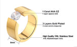 Load image into Gallery viewer, Wedding Band Ring 8mm Wide Gold Stainless Steel Cz Women Men Ginger Lyne - 10
