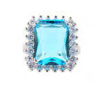 Load image into Gallery viewer, Maribeth Statement Ring Created Blue Topaz Clear Cz Womens Ginger Lyne - 6
